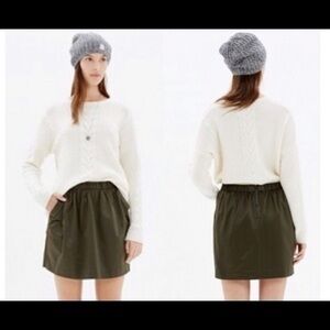 Madewell Women's Elastic Waist Satin Party Skirt In Dark Olive Green